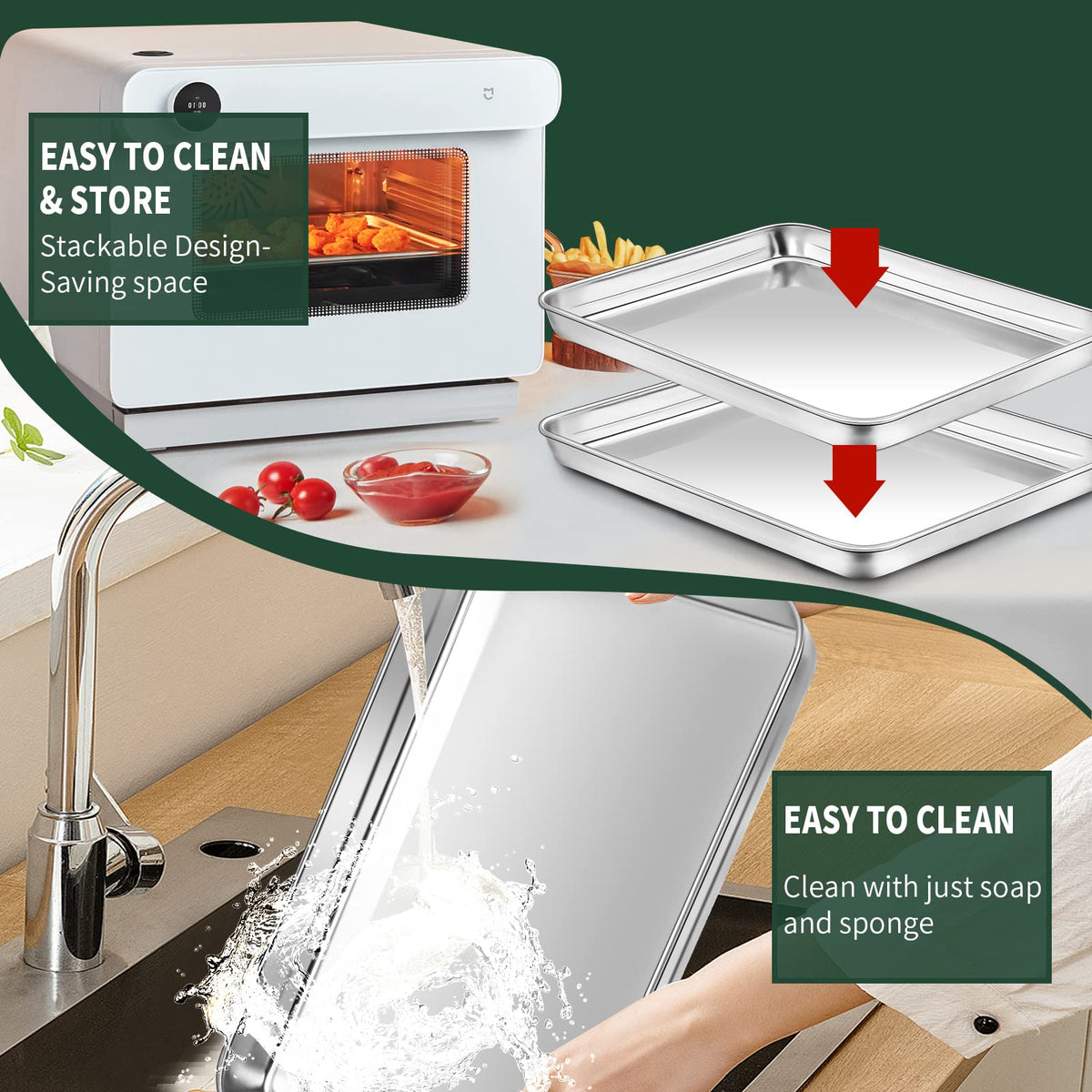 CEKEE nonstick surface and dishwasher-friendly design simplify cleanup after baking.