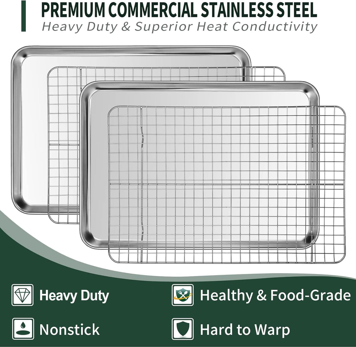 CEKEE stainless steel baking pan 10-in durable and warp-resistant.