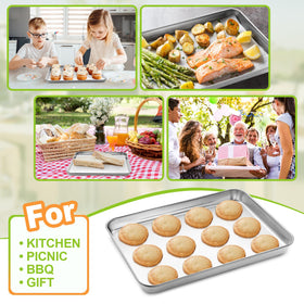 CEKEE toaster oven and RV-friendly baking sheets in use
