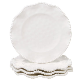 Certified International Perlette off-white melamine plates, 11-inch, durable for indoor and outdoor dining.