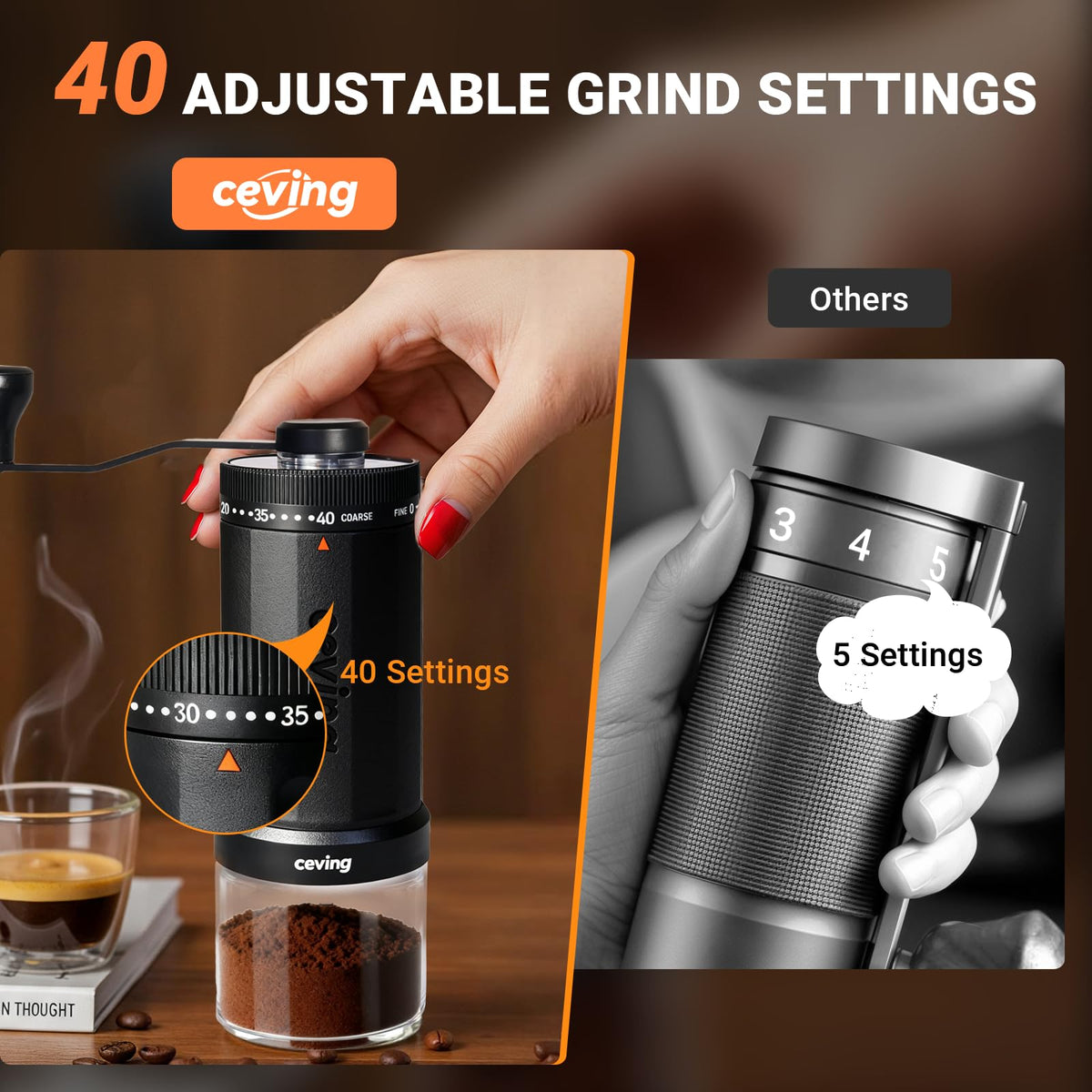 CEVING precision 0.05mm steps for consistent grinds.