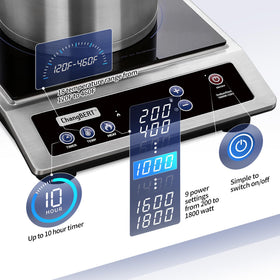 ChangBERT induction cooktop control panel enables precise power and temperature control.