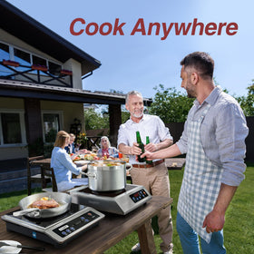 ChangBERT induction cooktop timer display shows a 10-hour countdown for longer cooks.