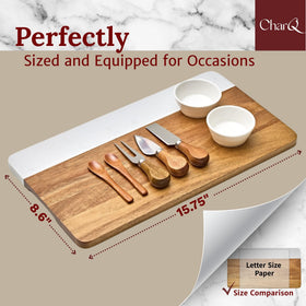 CharQ ergonomic handle grooves provide easy transport from kitchen to table.