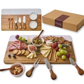 CharQ marble-acacia board top view for stylish entertaining and easy serving.