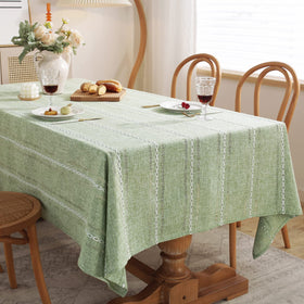 Chassic hemstitch sage-green closeup; adds subtle farmhouse charm to gatherings.