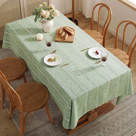 Chassic modern farmhouse boho style tablecloth; versatile style for everyday dining.