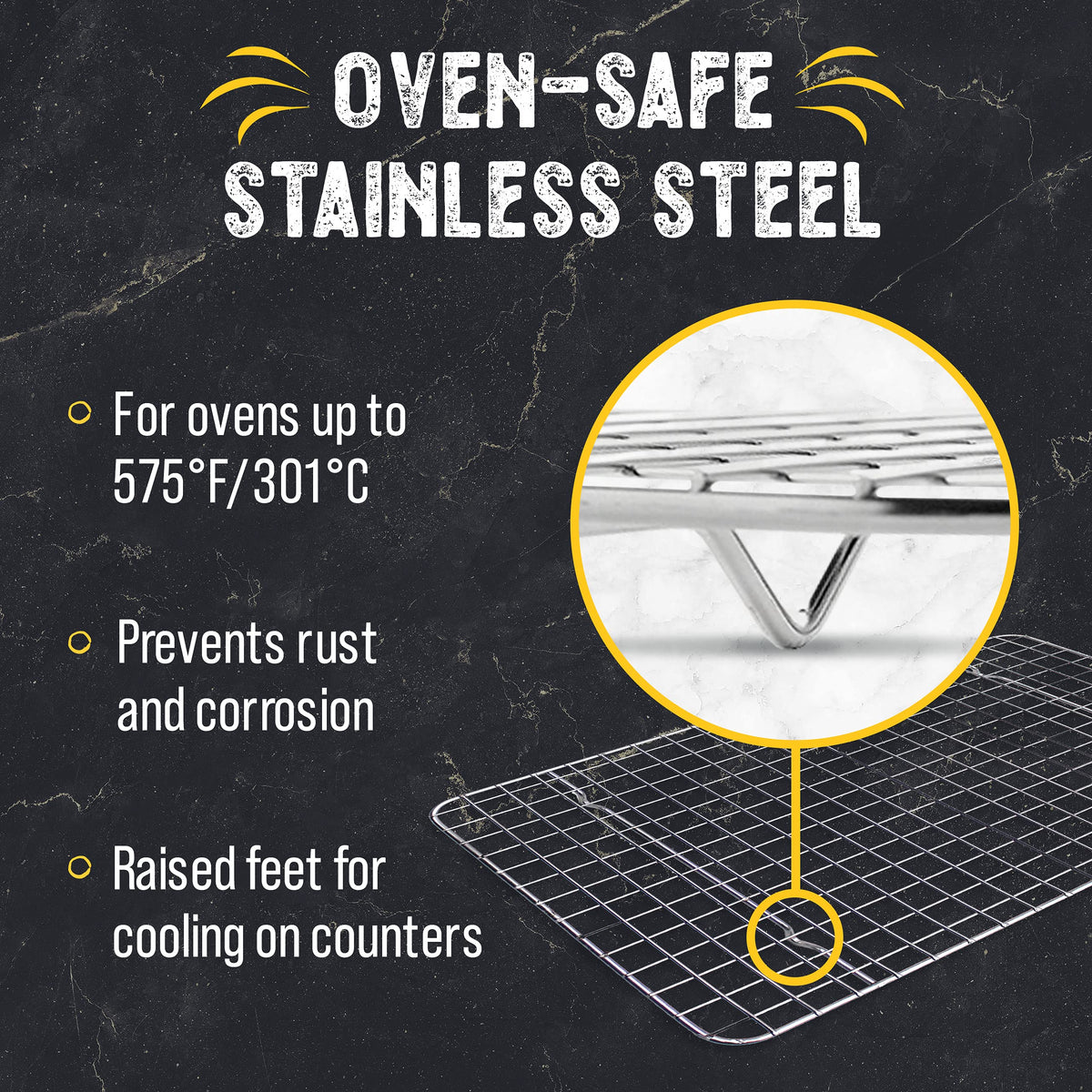 Checkered Chef elevated pans cooling rack raises food for even cooling.