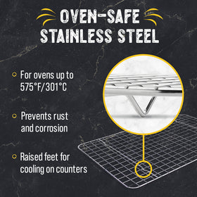Checkered Chef elevated pans cooling rack raises food for even cooling.