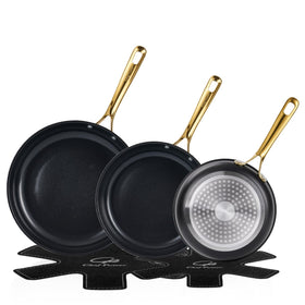 Chef Power 8-inch ceramic fry pan with stone-black handle for everyday cooking.