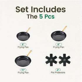Chef Power 9-inch ceramic fry pan with stone-black handle for quick searing.