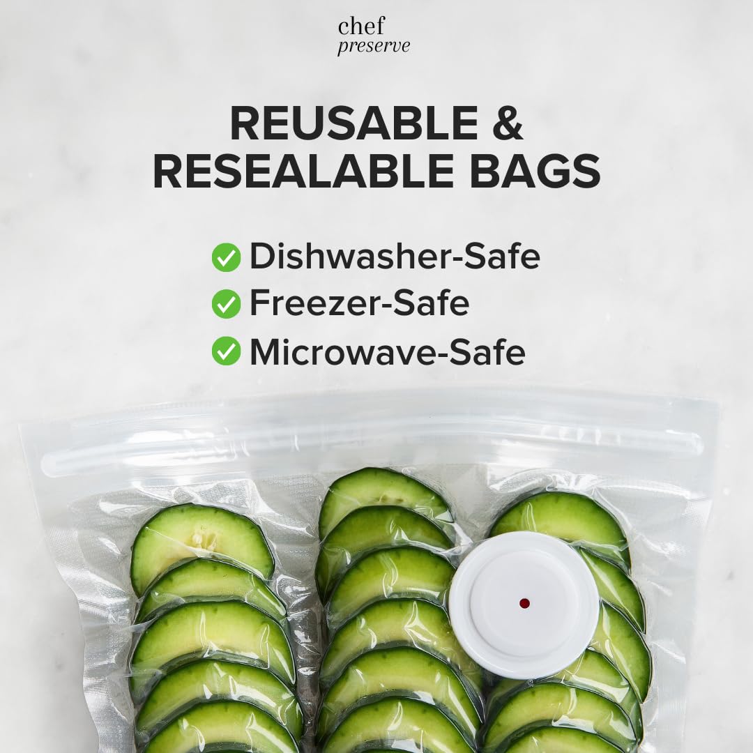 Chef Preserve medium bags in freezer illustrating durable freezer storage.
