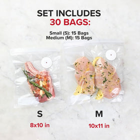 Chef Preserve bags with visible double-seal edges for leak-proof storage