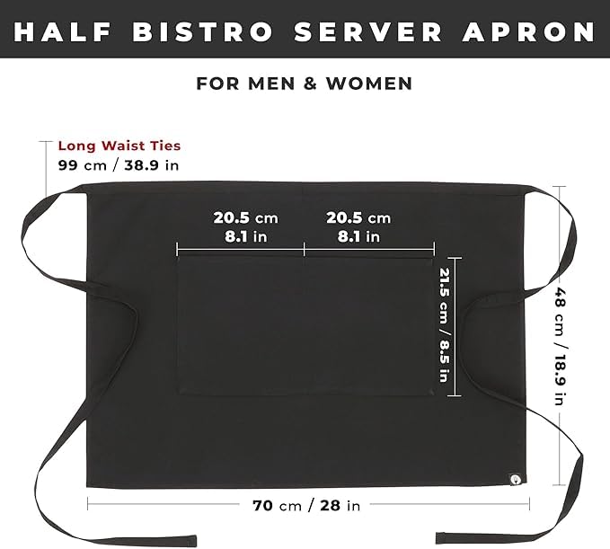 Chef Works apron showing tablet-friendly pocket for waitstaff and tools.