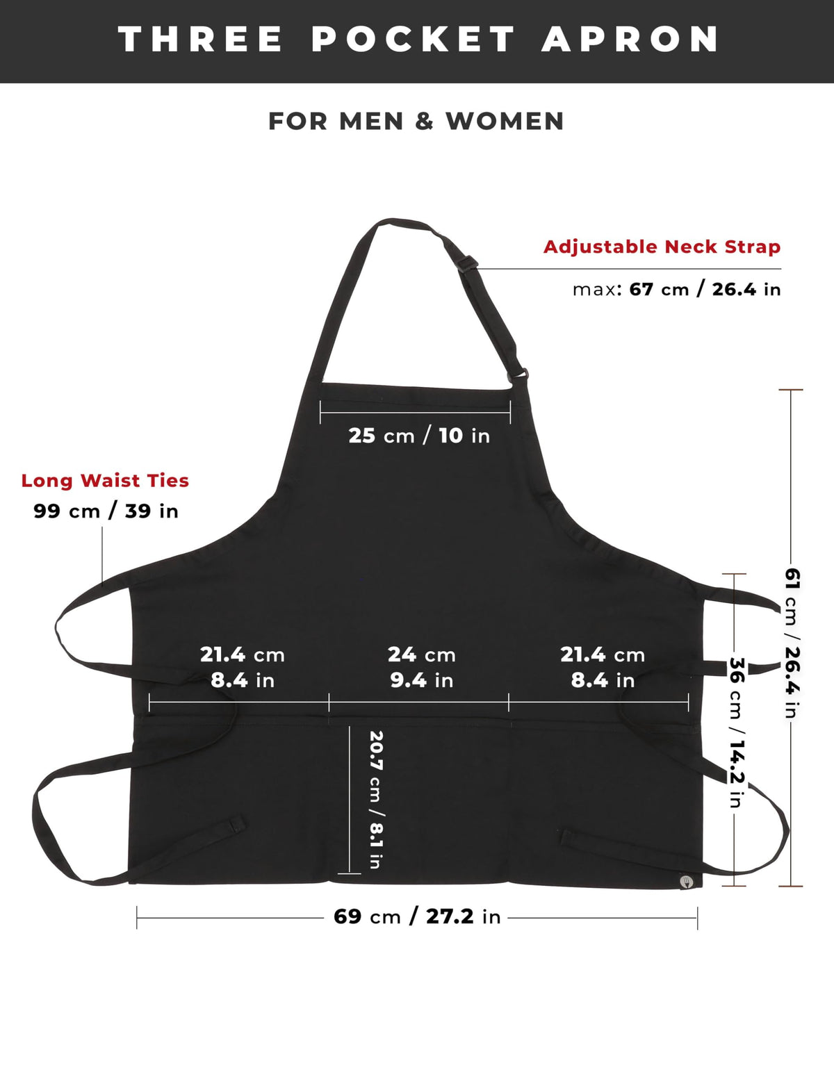 Chef Works unisex apron with adjustable neck and ties for a comfortable fit.