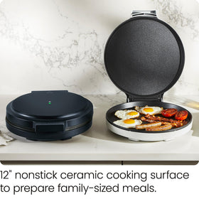 Chefman Everything Maker open interior with 12-inch nonstick plates for versatile cooking