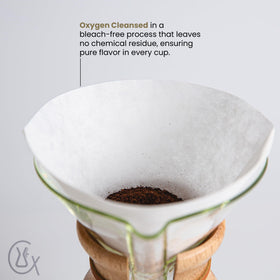 Thicker Chemex Circle filter (20-30% thicker) designed to reduce sediment and preserve aroma.