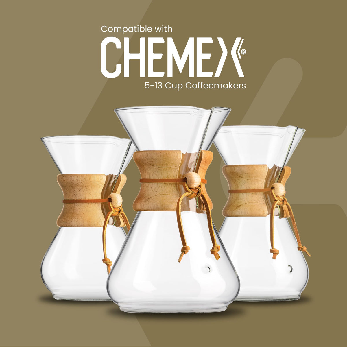 Top portion of CHEMEX with Chemex Bonded Filter Circle aligned for a secure fit.