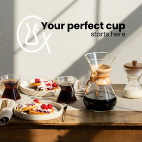 Chemex filter circle in use inside a Chemex brewer during prep.