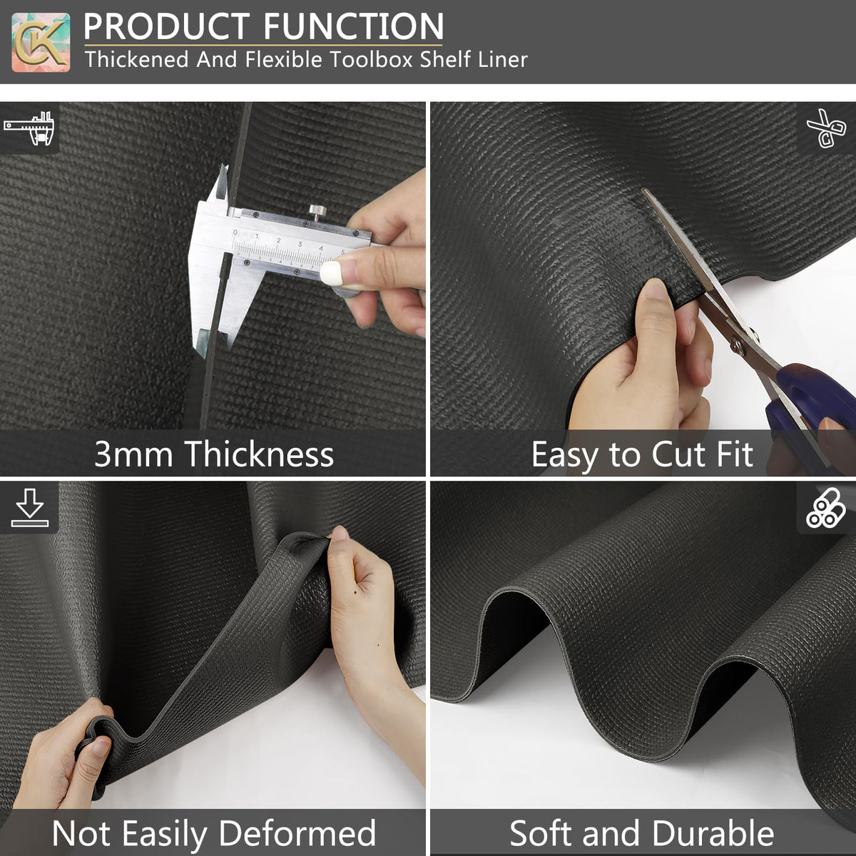 Close-up of ChiKiner foam toolbox liner showing dense cushioning and vibration dampening.