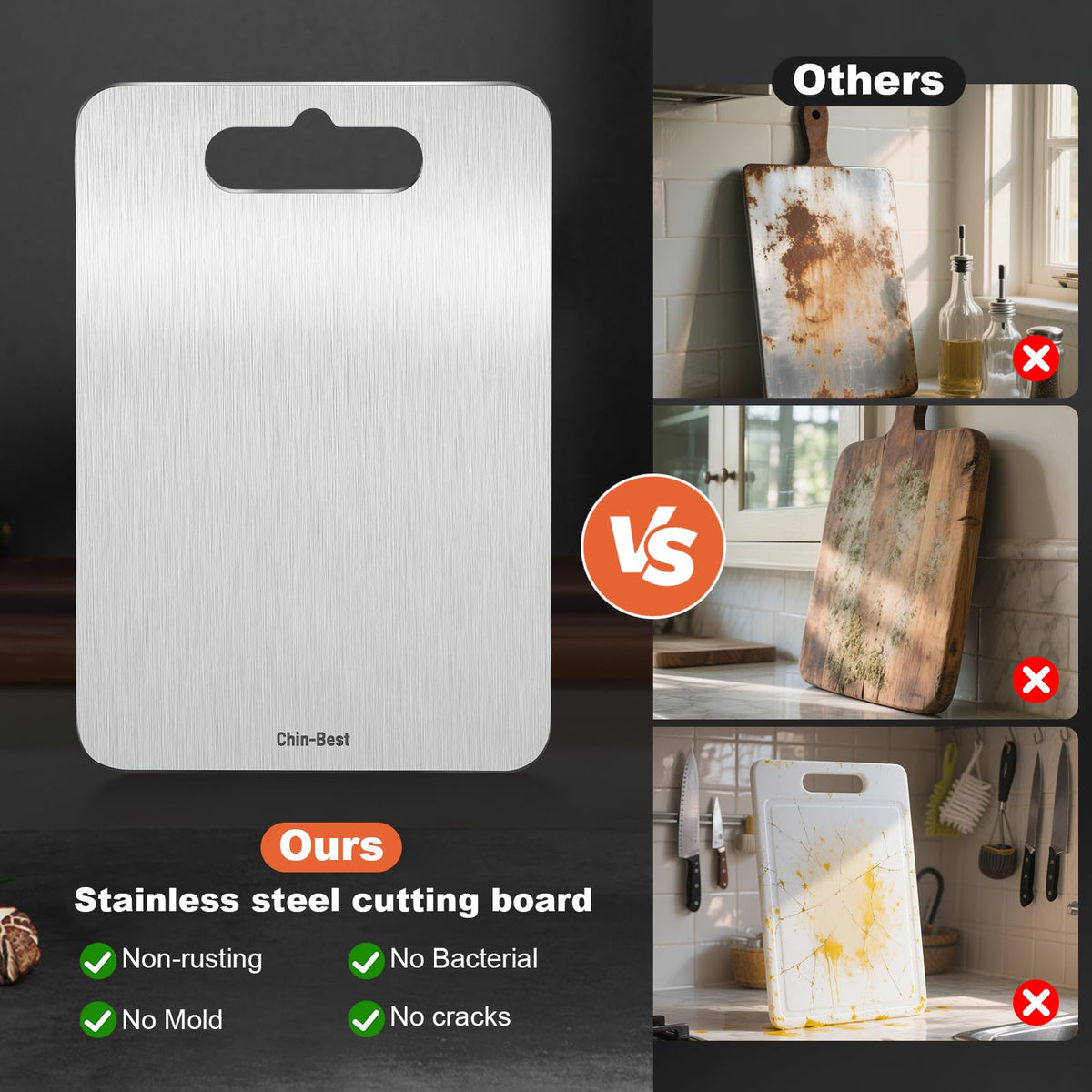 Chin-Best titanium cutting board dishwasher safe for easy cleanup