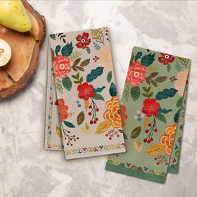 ChissNook Boho Floral Towel drying dishes with soft fibers