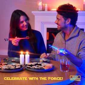 ChopSabers lightsaber chopsticks with a stylish table setting