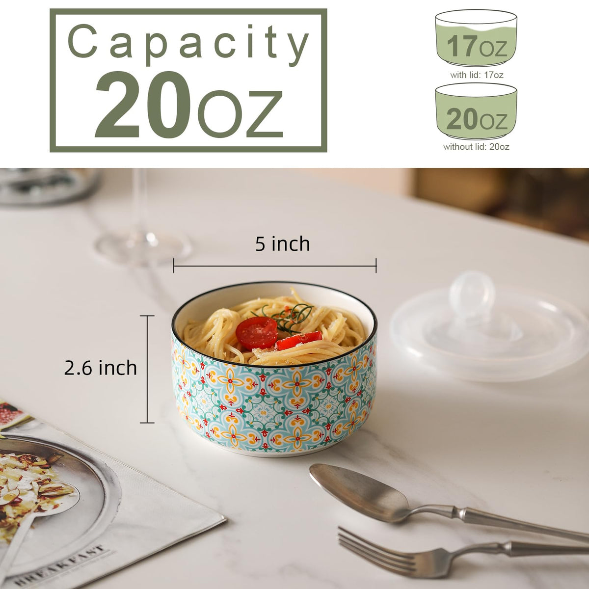 Chubacoo microwave-safe ceramic bowl with lid suitable for quick reheats