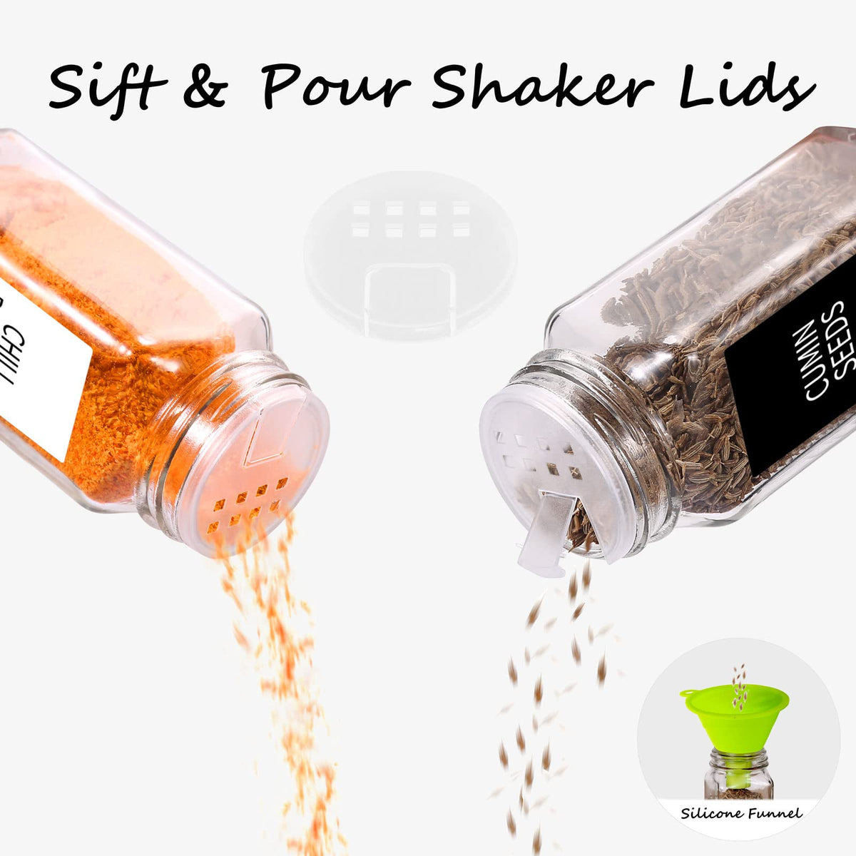 Churboro shaker lids designs for powder and grains.