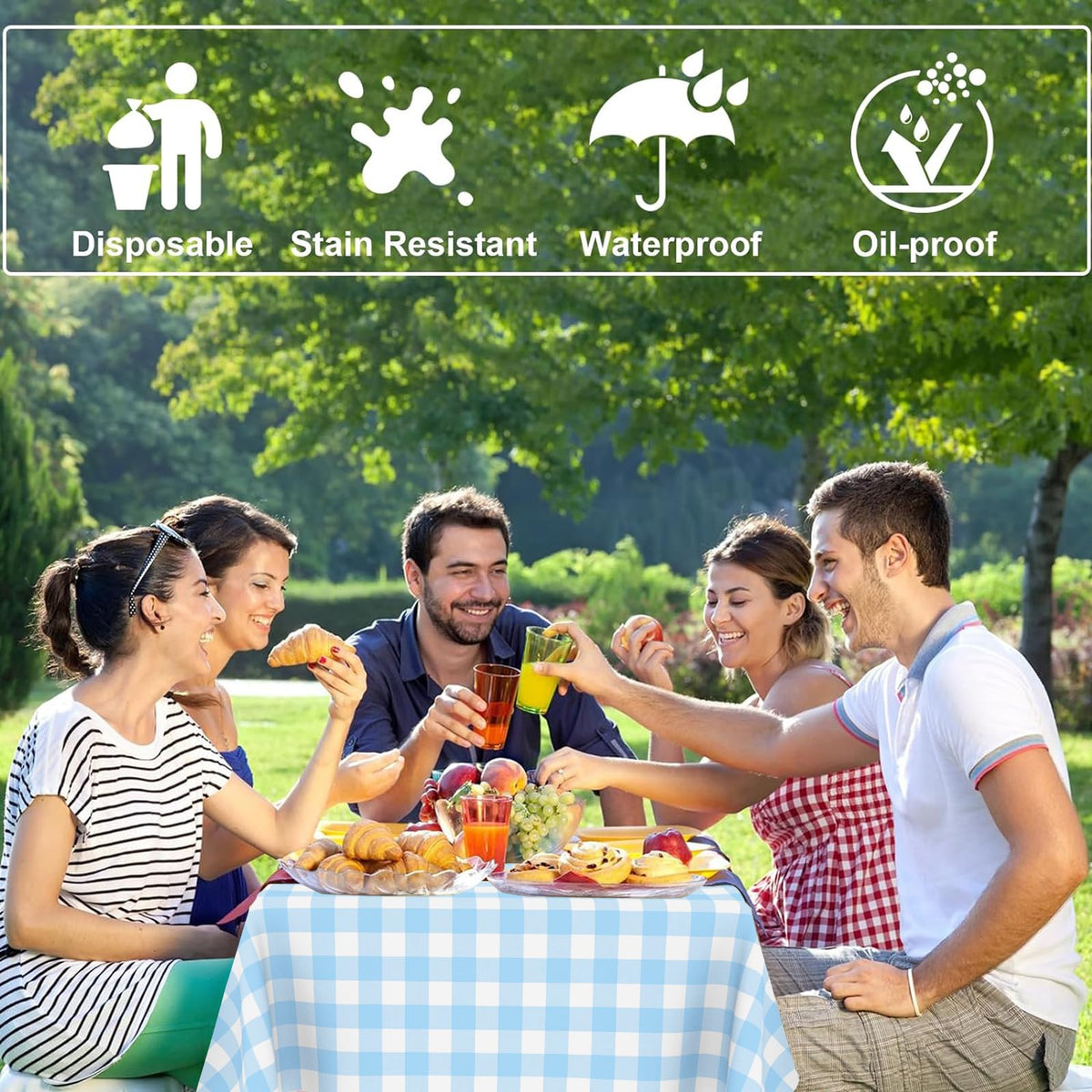 CINSOEN PEVA material tablecloth resists stains for easy post-event cleanup.