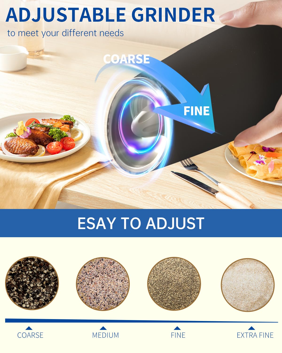 Circle Joy adjustable coarseness dial for customizable grinding size