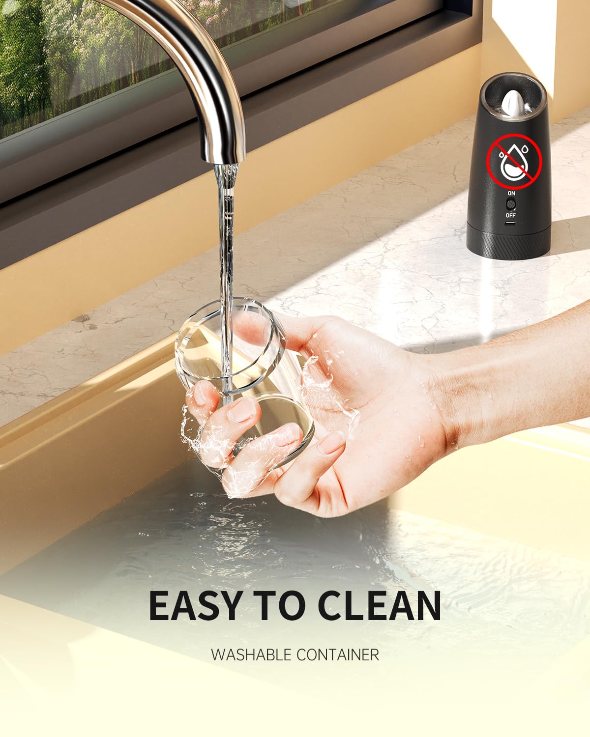 Circle Joy compact black design fits any countertop or table.