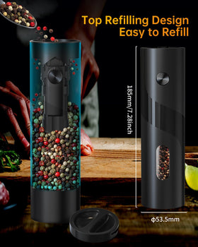 CIRCLE JOY Electric Pepper Mill with 110ml capacity reduces refills