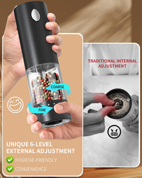 Circle Joy grinder external coarseness dial displayed for quick, hygienic grind adjustments