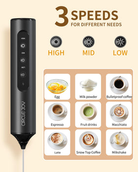 Circle Joy frother double-ring whisk delivers creamy froth quickly