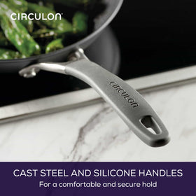 Circulon A1 ScratchDefense pan is oven safe up to 400°F for finishing dishes