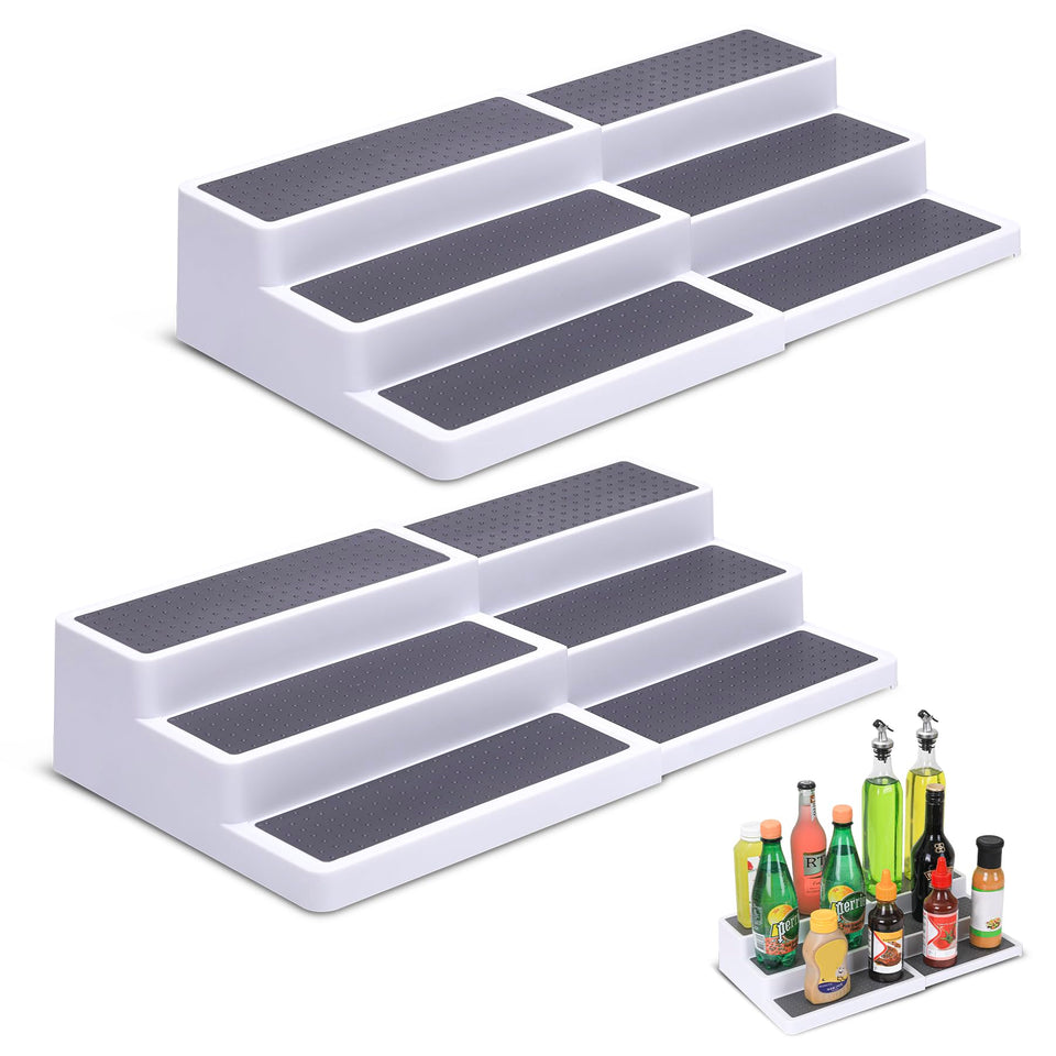 CiWiVOKi 3-Tier Expandable Spice Rack white showing accessible spice storage.