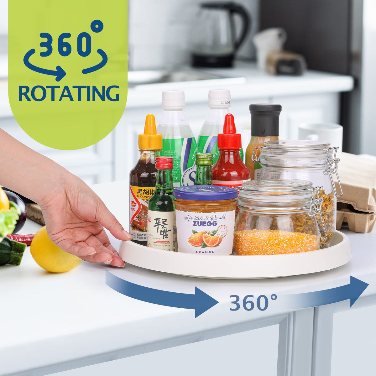 CiWiVOKi non-skid beaded surface keeps items stable during rotation