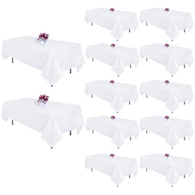 CKIKU 12-pack white tablecloth bundle, ideal for bulk weddings and parties.
