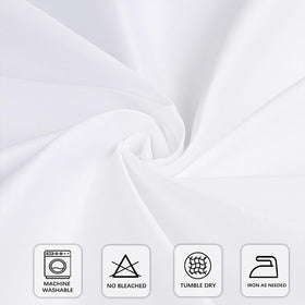 CKIKU white tablecloth on dining table, presenting a clean, elegant setup.