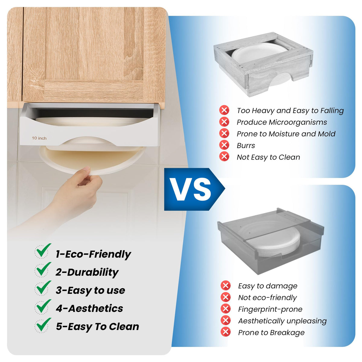 CKIU kitchen organization under-cabinet dispenser supports compact counters.