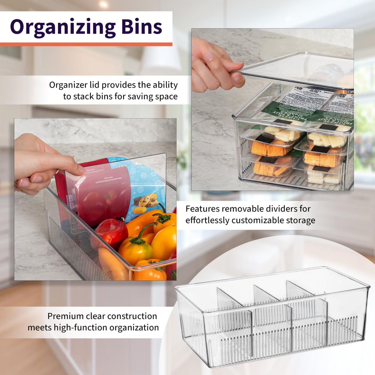 ClearSpace cabinet storage bin with lid for tidy shelves