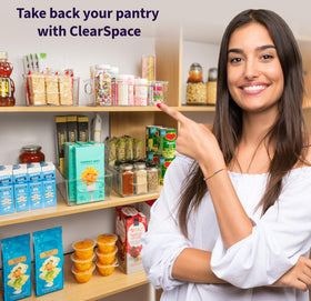 ClearSpace stackable pantry bin to maximize cabinet space and visibility