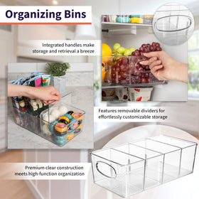 ClearSpace refrigerator storage bin with side handle for easy access.