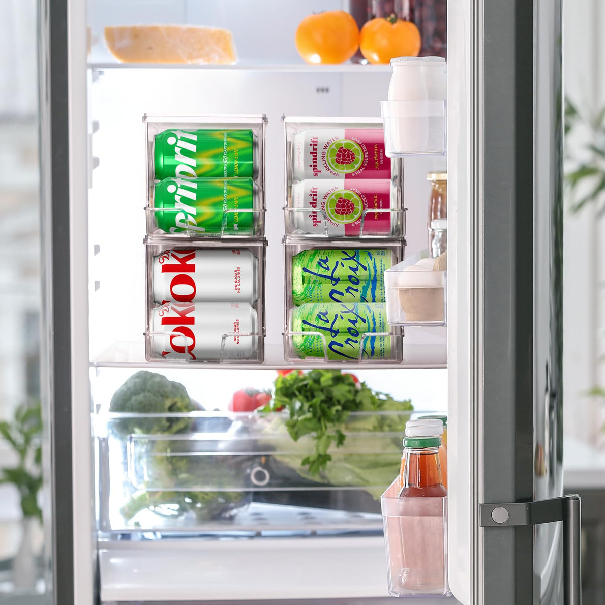 ClearSpace stackable can-dispenser demonstrates compact design for kitchen use.