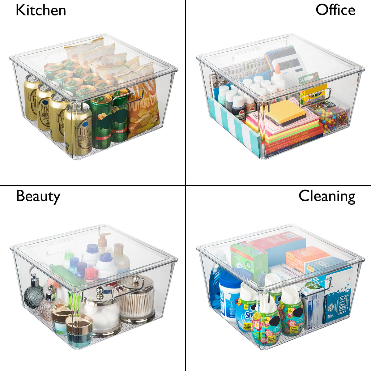 ClearSpace XL bin features built-in easy-grip handles for portability.