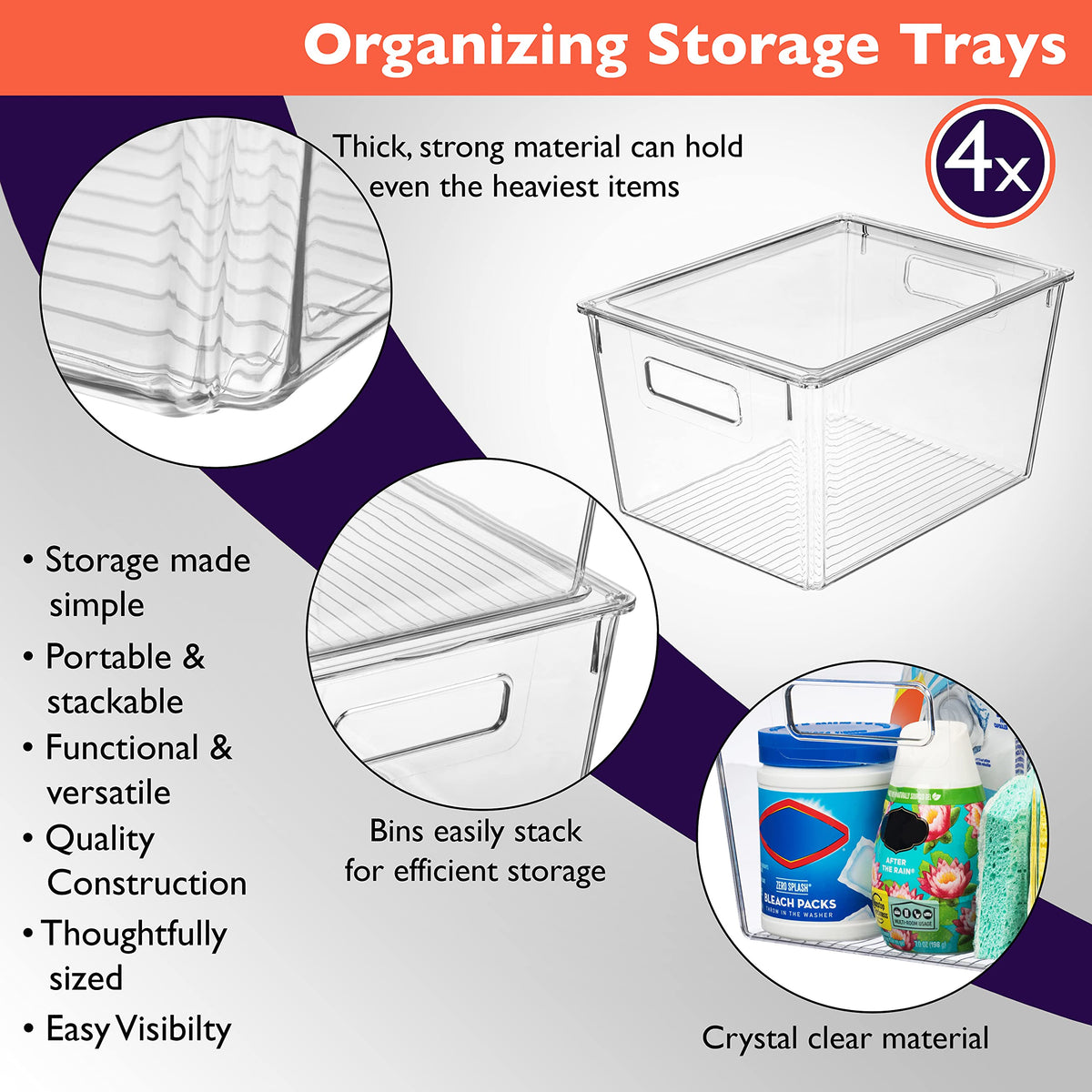 ClearSpace X-Large clear plastic bin for quick fridge organization