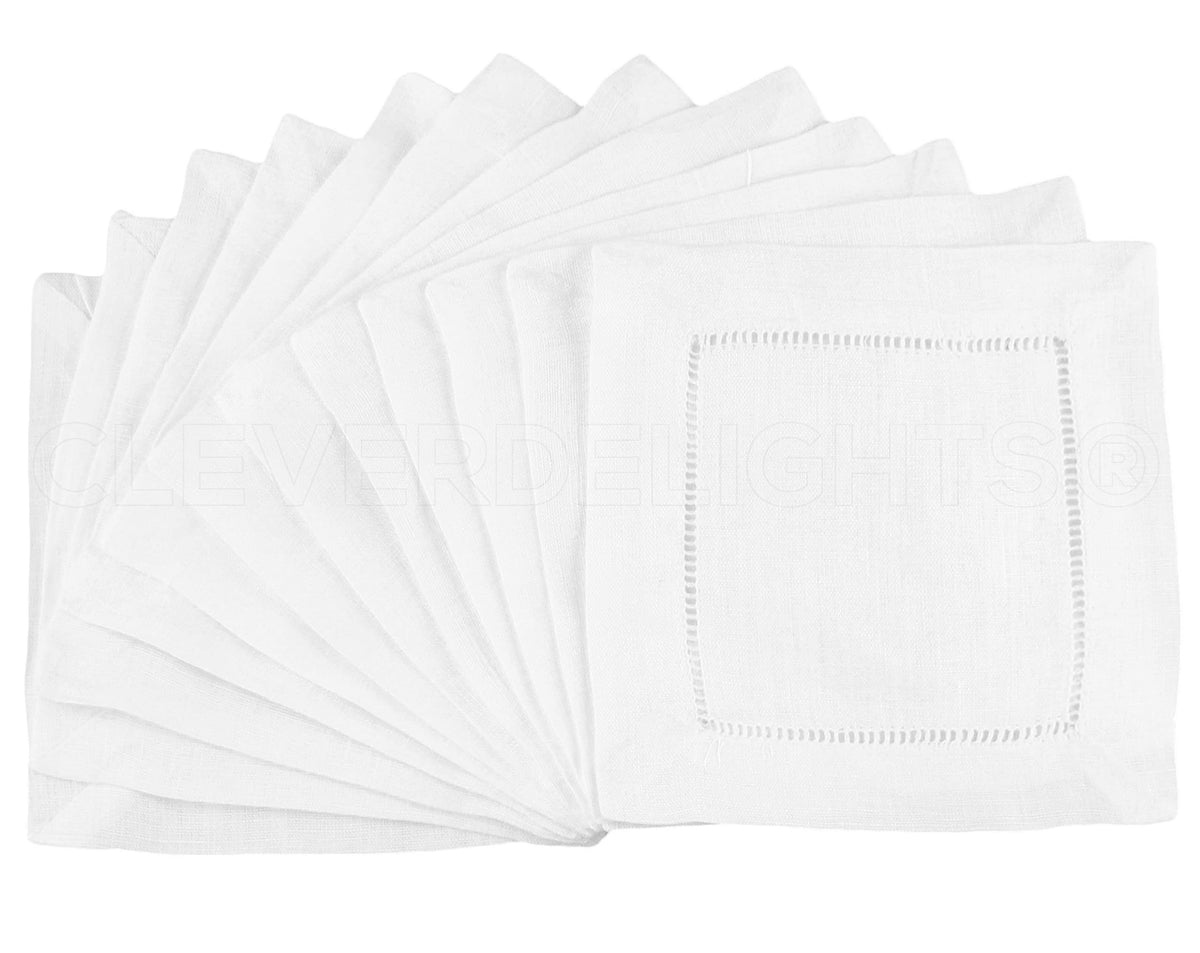 CleverDelights 12-pack linen napkins offering a soft, heavyweight feel for fine dining.