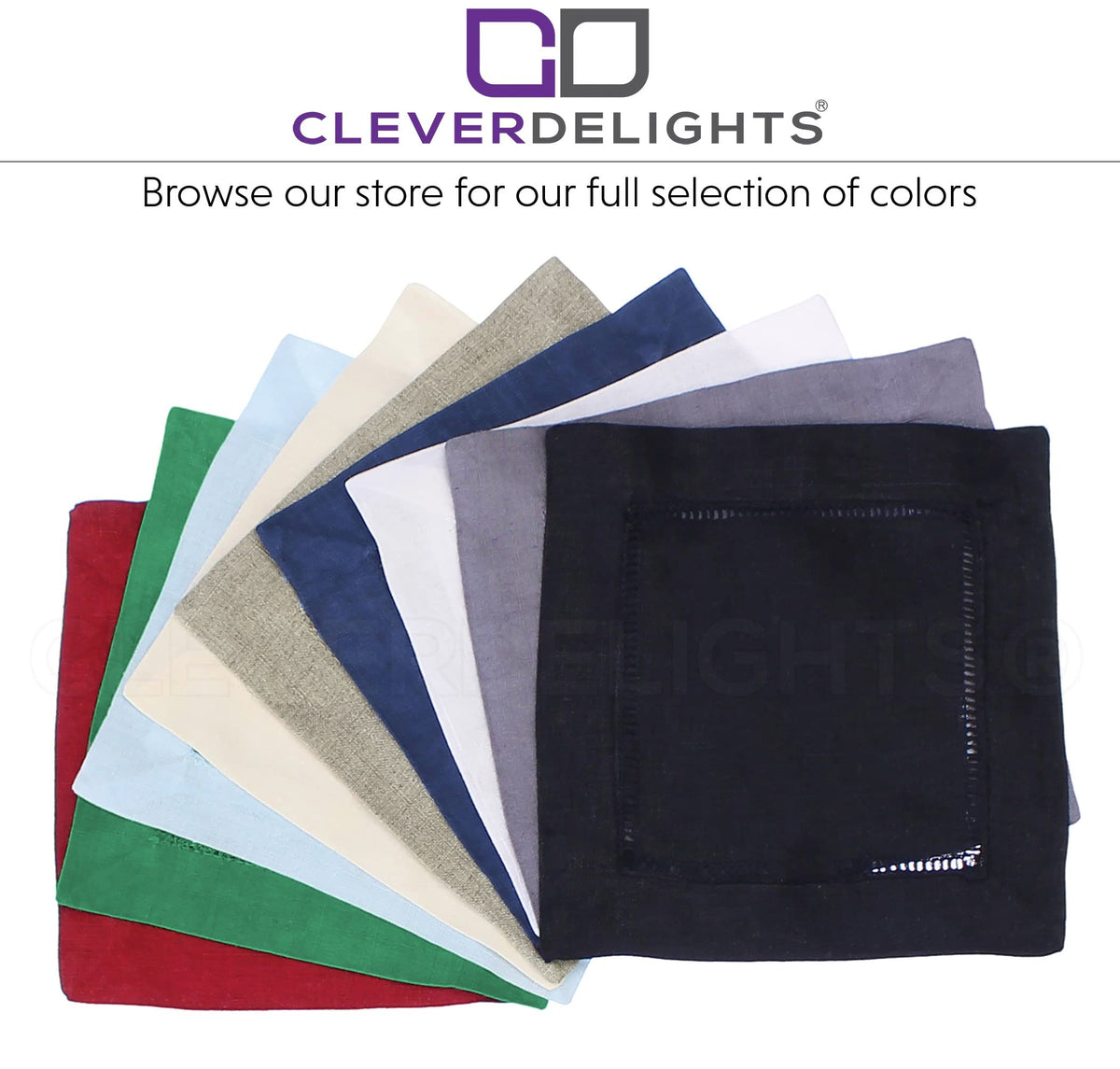 CleverDelights embroidery-ready 6-inch napkins, perfect for monogrammed coasters