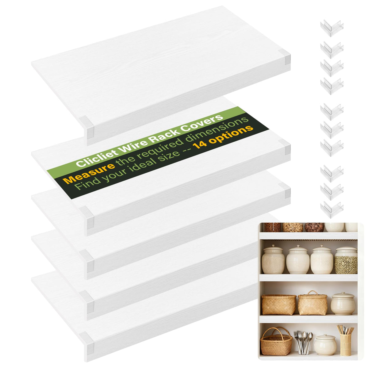 Clicliet wire shelf cover on a white shelf for a tidy, moisture-protected surface.